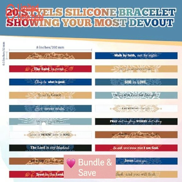 60 Silicone Bible Verse Bracelets Inspirational Christian Wristbands Bulk - Picture 3 of 7